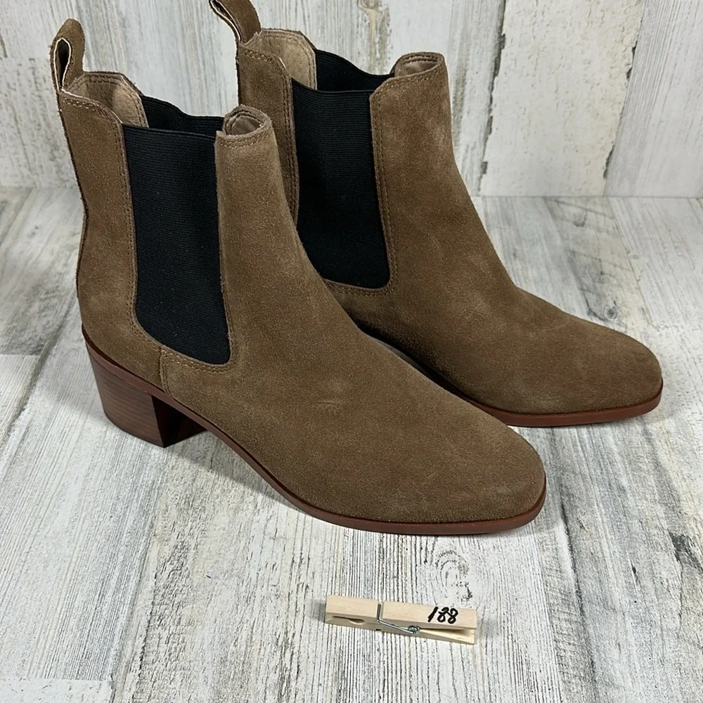 Steve Madden Ankle Boots Women's 10 Rhiannon Chelsea Brown Suede Block Heel